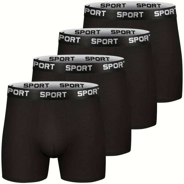 4-pack herrbomull Andas Bekväm Mjuk Stretchig Enfärgad Boxer Underkläder Black L(50)
