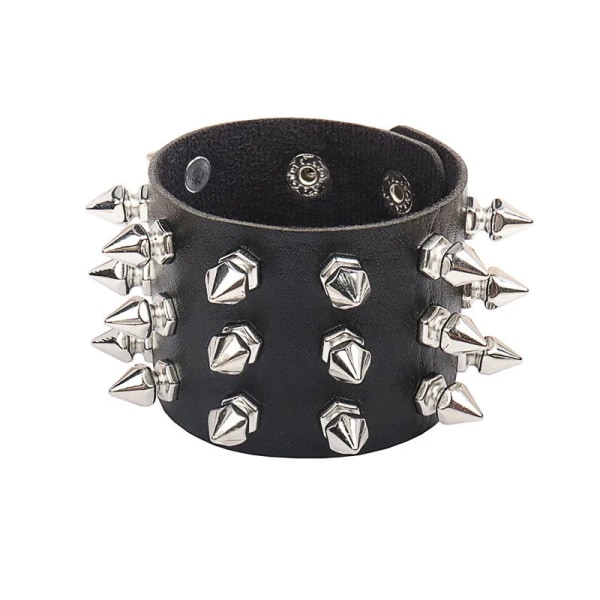 2022 PU Läder Dubbed Armband Punk Armband Justerbar Goth Cuff Armband Gothic Rivet Spänne Armband för män kvinnor 9