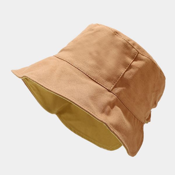 Bucket Hatt Kvinnor Våren Och Sommaren Japanska Enkel Dubbelsidig Solskydd Hatt Koreanska Stil I Ponytail Sun-Proof Basin Hattmode Khaki Free Size