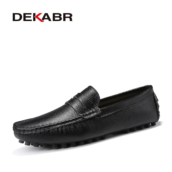 Dekabr Størrelse 49 Store Mænd Loafers Bløde Moccasins Høj Kvalitet Forår Efterår Ægte Læder Sko Mænd Varm Flad S Kørselssko 03 Black 9.5