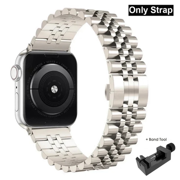 Case för Apple Watch i rostfritt stål för Apple Watch 38 mm 42 mm 40 mm 44 mm 41 mm 45 mm metallband för iWatch Series9 8 7 6 SE 5 4 3 2 1 Correa Starlight Strap 42mm-Series 3 2 1
