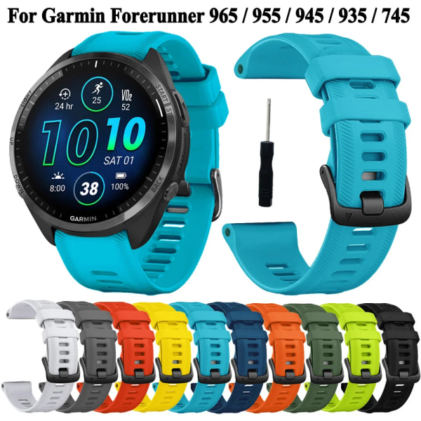 Sport Silikonrem för Garmin Forerunner 965 955 Solar 945 935 745 Armband Watch 22mm Ersättningsarmbandsarmband Dark grey For Forerunner 965