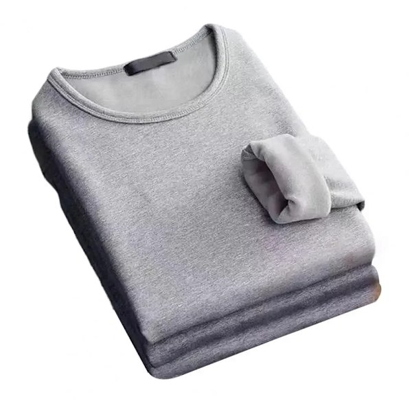 Vinter Langærmet Termisk Undertrøje Fleece Undertrøje Rundhals T-shirt Mode Plus Fløjl Polstret T-shirt til Mænd Dark Gray 3XL 75-80KG