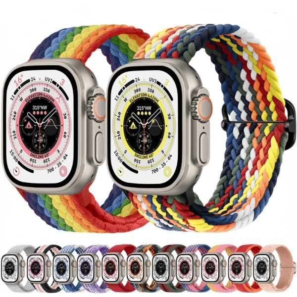 Nylon för Apple Watch Band Ultra 49mm 9 8 7 45mm 41mm Mjukt armband Bälte iWatch Series 6 5 4 SE 44mm 40mm 42mm 38mm Correa Red For 38mm-40mm-41mm