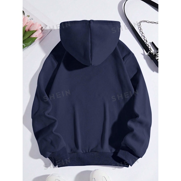 Ezwear Kænguru Lomme Snøre Termisk Foret Hætte Navy Blue XS