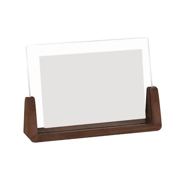 Valnød/Bøg Kreativ Foto Ramme Akryl U-Form Transparent Ramme Skrivebord Træ Bryllupsbilleder Ramme Kontor Dekoration 10.2x15.2cm-3