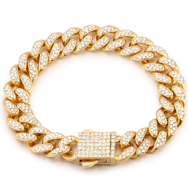 Män Kvinnor 13Mm Miami Kubanska Länk Chain Armband Iced Out Rhinestone Pavad Chunky Kubanska Kedja Armband Hip Hop Smycken C0127 PK 9inch 23cm