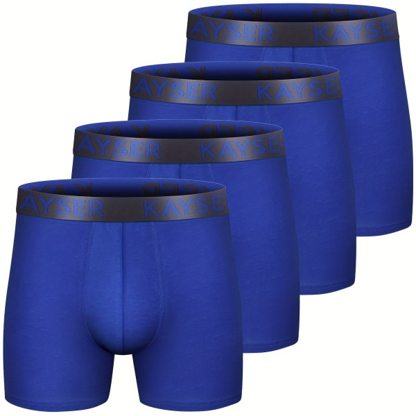 4-pack herrbomull Andas Bekväm Mjuk Stretchig Enfärgad Boxer Underkläder 4 Royal Blue L(50)