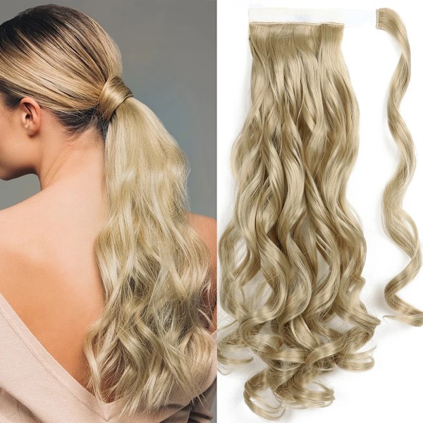 Merisihair Syntetiska Lång Rakt Wrap Runt Clip I Ponytail Hår Förlängning Värme Reistan Pony Svans Falska Hår SI88-16 22inch 55cm