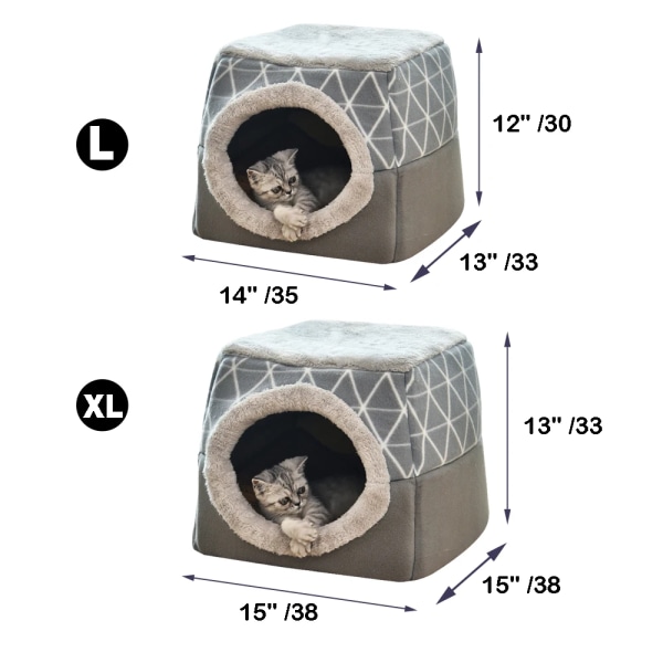 Varm sällskapsdjur Hund Kattsäng Soft Nest Dubbel användning Katt Sovbäddsdyna Vinter Varm sällskapsdjur Mysiga sängar Kennel för små hundar Katter Valp GRAY L