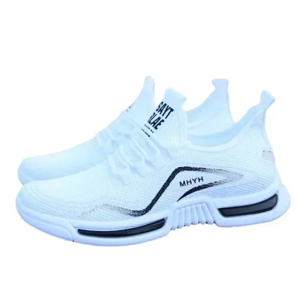 Män Skor Yez Slip På Mode Sneakers Man Sport Running Skor Andas Träning Gång Tennis Skor WHITE 41