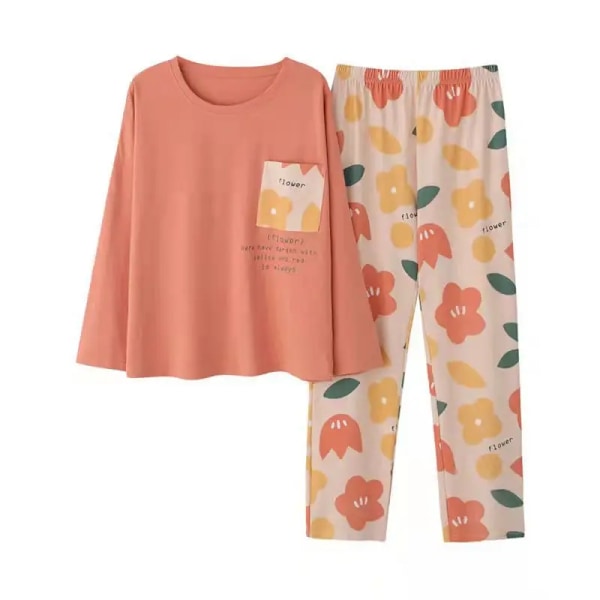 Uudet naiset Pyjamas Loungewear Set Naisten kevät ja syksy tyyli pitkähihainen syksy talvi Loungewear naiset Plus koko Pyjamas Orange M