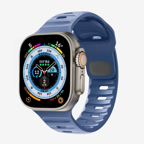 Mjuk silikonrem för Apple Watch Band Ultra 49mm 44mm 45mm 42mm 41mm 42mm 38mm sportklockarmband iwatch Serise 8 7 6 5 armband 04-Sea-blue 42mm 44mm 45mm 49mm