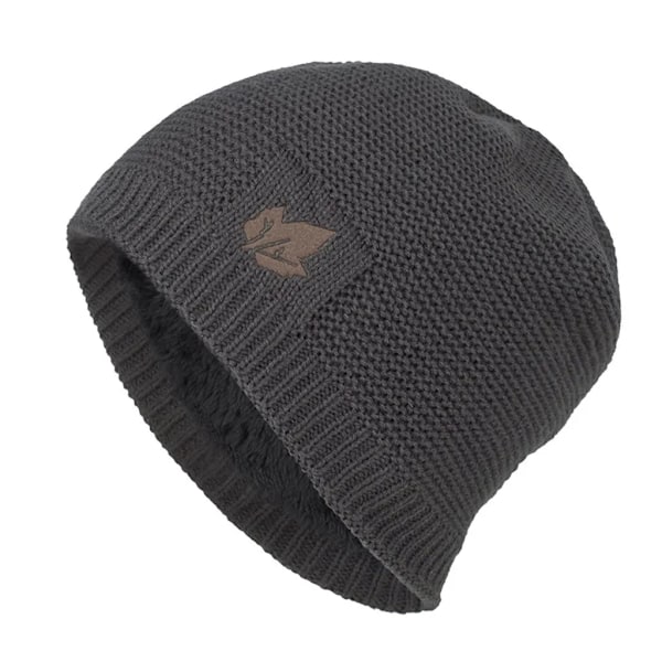 Ny Unisex Fleecefodrad Beaniehatt Stickad Ull Varm Vinterhatt Tjock Mjuk Stretchhatt För Män Och Kvinnor Modehattar & Hattar GRAY