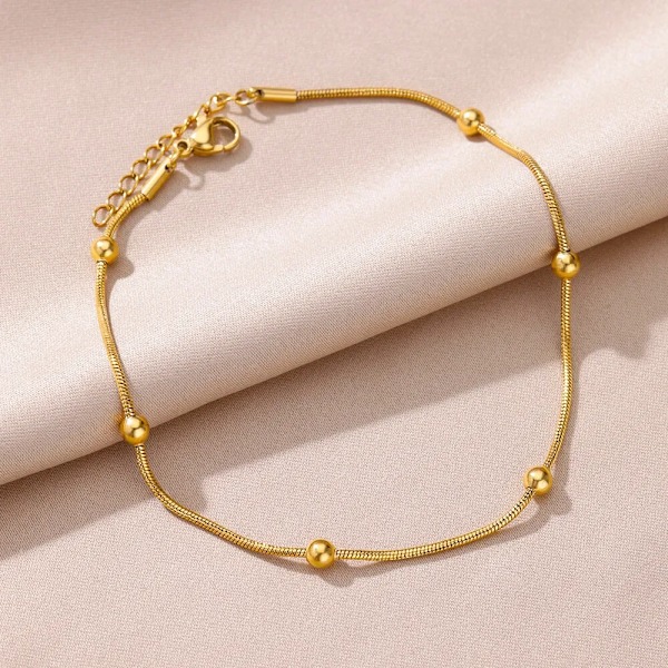 Ankellar För Kvinnor Sommarstranden Tillbehör Rostfritt Stål Imitation Pärl Kedja Anklet Gold Färg Ben Armband I Gåvar 13