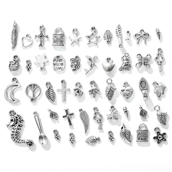 100/300St Tibetanska Silver Blandade Hängande Charms Djur Sked Lock Metal Pärlor För Diy Smycken Göra Armband T Diy Halsbandsbåtar 100pcs mixed