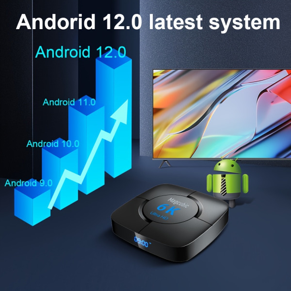Transpeed Android 12.0 TV Box EU Plug Voice Assistant 6K 3D Wifi6 2.4G&5.8G 4GB RAM 32G 64G Media Player Mycket snabb Box Top Box