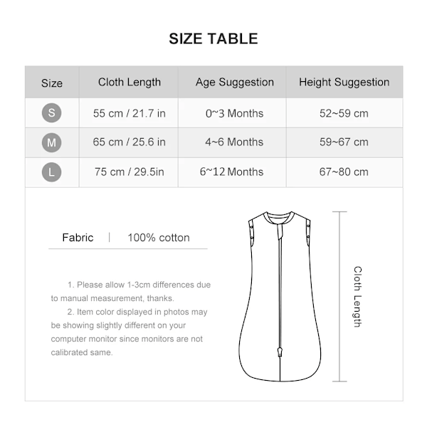 Vauvan makuupussi Vastasyntyneen vauvan kapalointi Hihaton makuupussi Kesä Ohut 100% puuvilla Pehmeä 2-suuntainen vetoketju Vaipanvaihtopussi dinosaur 65cm(3-6M)