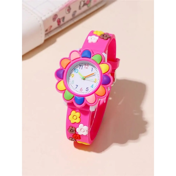 Cute sweet colorful flower cartoon watch Rose