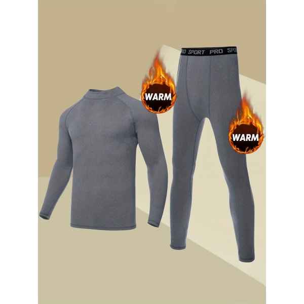 Thermal långärmade toppar och set för män , vinter, hög elastisk kompression Sport fitness Dark Gray M(48)