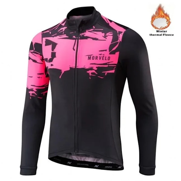 Morvelo Winter Thermal Fleece Mäns Cykling Jersey Lång Ärm Ropa Ciclismo Cykel Bär Cykel Kläder Maillot 011 S