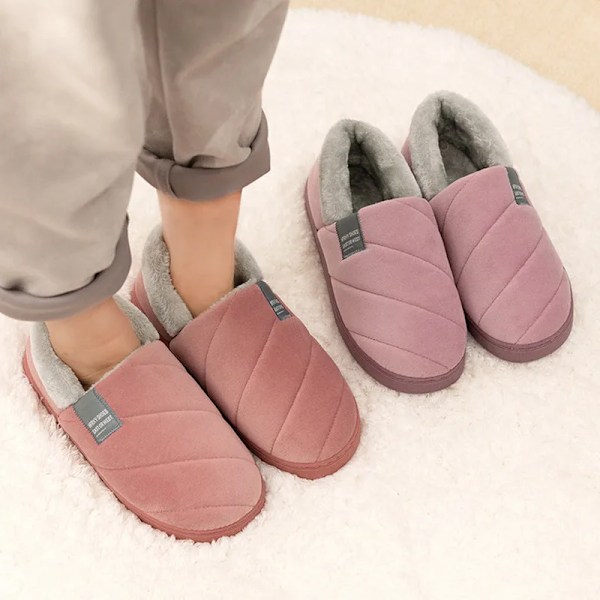 Stora 46/47 Män Vinter Varm Päls Tofflor Par Casual Sovrum Utomhus Tjock Sole Icke-Slipa Slides Mode Sho För Män Fuchsia 38-39