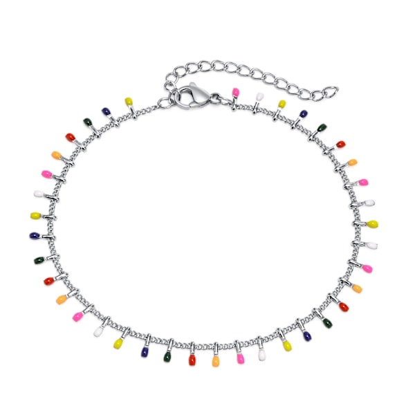 Rostfritt Stål Fashion Dance Anklet För Kvinnor Polychromatic Anklets Party Banquet Sommar Smycken SA169-Silver