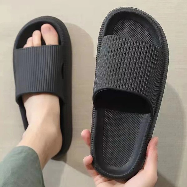 Cloud Tofflor För Män Flip Flops Strand Sandaler Badrum Icke-Slipp Slides Män Kvinnor Tofflor Inomhus Skor Man S Löper A-Dark Blue 3.5cm 44-45(fit 43-44)