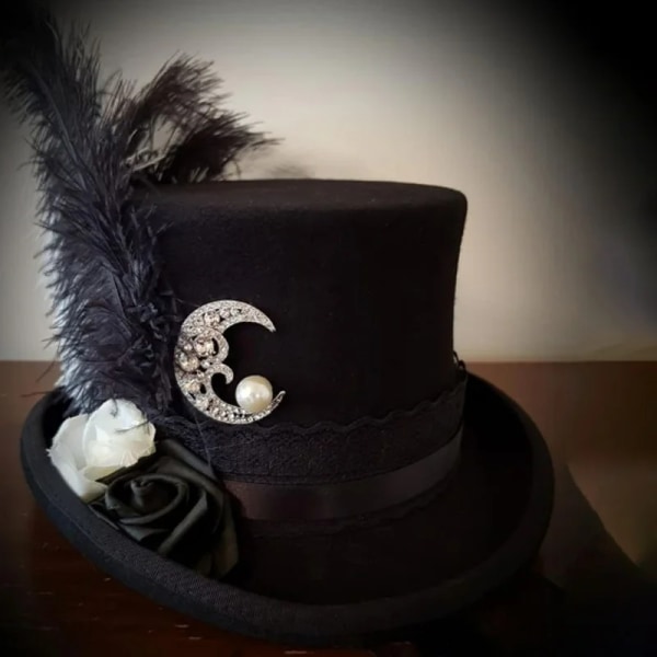 Special High Top hat Trollkarl hög hatt Prestanda Brittisk svart jazz topp hattar manliga och kvinnliga domstol gentleman platt filt hatt 30 L 58-60