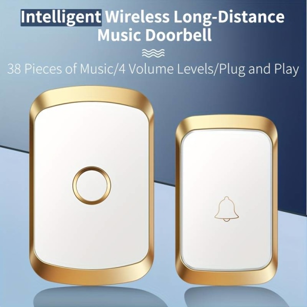 1 Set Wireless Bell, Wireless Doorbell Set IP65, External Waterproof, With 60 Melodies5 Volume Levels,1 Receiver And 1 Transmitter, 300M Range