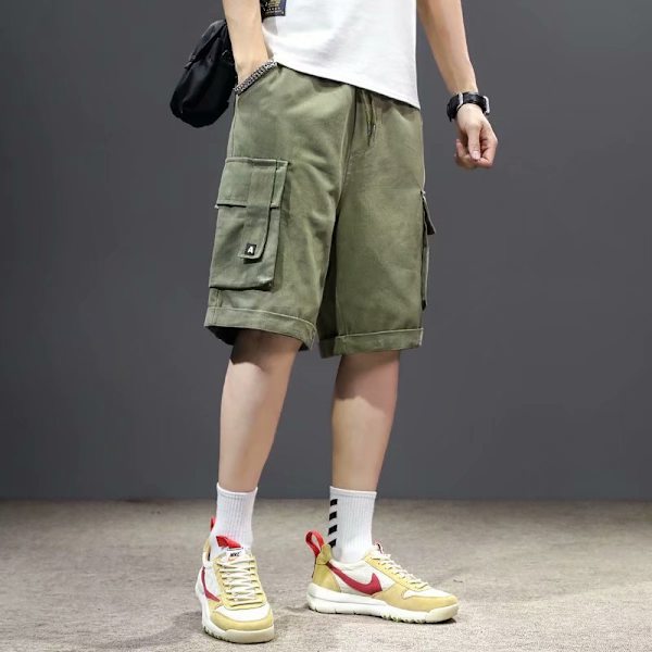Plus Storlek Shorts Mäns Sommar Lösa Raka Benbyxor Stora Pocket Funktionella Casual Byxor Loose Shorts Totalt S Sdp-504 Black (Twill Cotton) 3XL