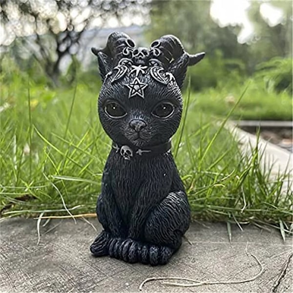 Black Katt Staty Mystiska Söta Katt Häxkatt Figur Häxor Dekor Desk Prydnad Handmålade Skulptur För Halloween 1Pc A