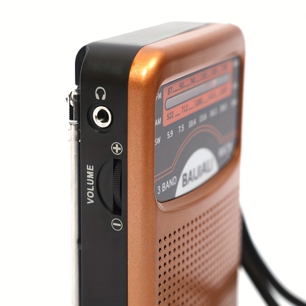 Bärbar radio AM FM, transistorradio med högtalare, hörlursuttag, USB laddning, fickradio för inomhusbruk (inga hörlurar ingår) Gray