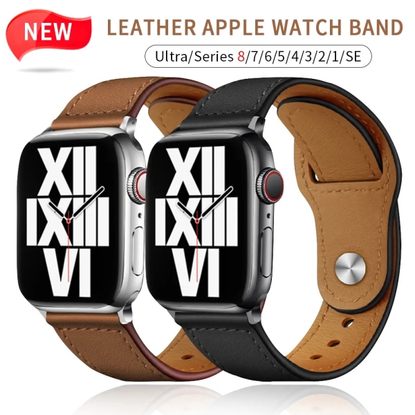 Affärsrem i äkta läder för Apple Watch Band 44 mm 40 mm 41 mm 45 mm 42 mm 38 mm 49 mm Handledsarmband iWatch Series 8 se 7 6 5 4 3 Hermes brown for 38 40 41mm