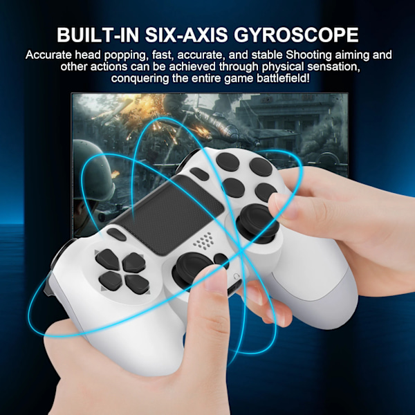 Trådløs Bluetooth Dual Vibration No Delay Gamepad Til Ps4 Ps3-Konsol Pc Joysticks Six Axel Med Touchpaden White