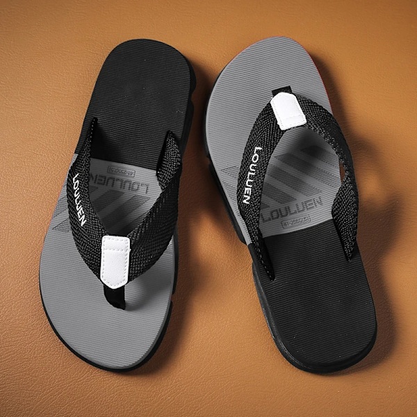 Män Blandade Färger Flip-Flops Sommaren Bekväm Tjock Sole Icke-Slip Gång Skor Rund Huvud Lättviktiga Strand Tompar L-226 43