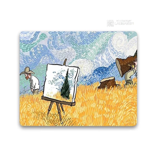 Liten musmatta Tecknad Van Gogh Illustration Pc Gamer-skåp Tangentbord Skrivbordsmatta Datorspelstillbehör Musmatta Animemattor JH003780 18x22cm