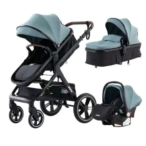 Baby 3 i 1 Ny Bärbar Baby Vikbar Barnvagn Höglandskap Aluminiumram Nyfödd Spädbarnsvagn 739 blue
