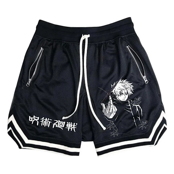 Basket Shorts Män Randiga Running Sport Gym Anime Jujutsu Kaisen Shorts Mesh Andas Fitness Träning Botten Mane ZHOUH299C 5XL