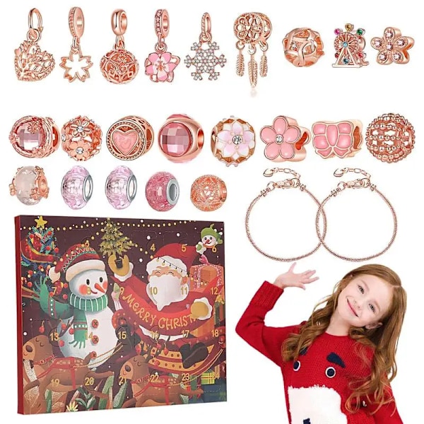 Adventskalender 2024 Jule DIY Charm Armbånd Nedtælling Til Jul Unik Charm Smykker Sæt Gaver Til Børn Piger D other