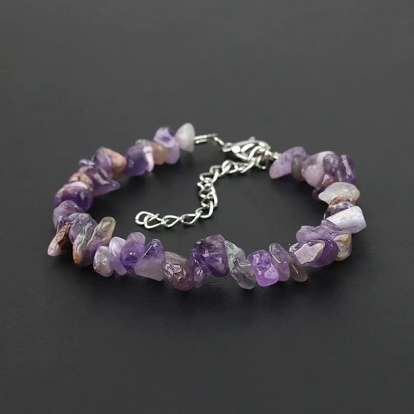 Naturlig Crystal Gemstone Uregelmæssig Energi Sten Armbånd Perler Chips Smykker Ametyst Aquamarine Rose Quartz Armbånd Til Kvinder Mix Stone