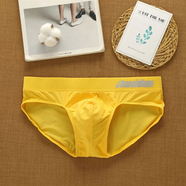 Män Triangel Underkläder Låg modell Mode Öka kapsel elasticitet Kroppsväska Kram Bekväma byxor Slip Dropshipping C yellow M