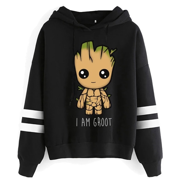 Kawaii Baby Groot Print Hoodie Dam Harajuku Fashion Streetwear I Am Groot Rolig Tecknad Grafisk Sweatshirt Unisex Toppar Kvinna black1320 Asian M