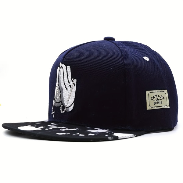 2st Hip Hop unisex cap Trendig Palmbroderi Snapback-hattar Lätt justerbar solhatt Kvinnor Män Navy Blue