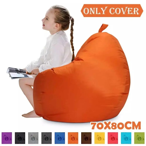 Laiska BeanBag-sohvan päällinen, tuoli ilman täytettä, 420D Oxford vedenpitävä lepotuoli, istuin, papupussi, Puff-sohva, Tatami-olohuone 70x80cm orange