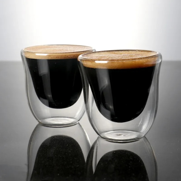 Dobbelt væggede glaskop Transparent Klar Varmebestandig Te Drikkekopper Mini Whisky Kop Espresso Kaffe Kop Bar Drikkevarer Gave 4pcs cup 300ml