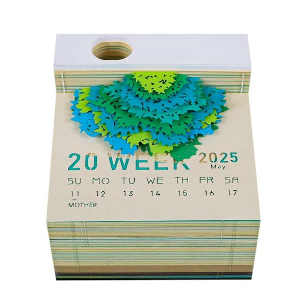 Tree Desk Calendar 2025 Calendar Memo Pad Creative Desk Calendar DIY Notes Notepad 3D Art Calendar Paper Carving Gift House A1