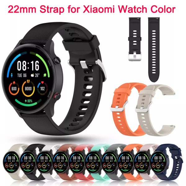22 mm officiella silikonremmar för Xiaomi Mi Watch Color Sports Edition-band för Mi Watch Color Armband Watchbands Correa lake blue For Mi Watch Color