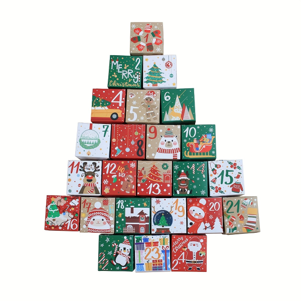 24st, Juldagen Adventskalender 1-24 Godisförpackningslåda, juldekorationer, förpackningslåda, chokladförpackningslåda, födelsedagsdekor Various Color