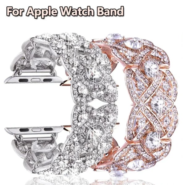 Diamant armband för Apple Watch Ultra 2 49mm Metall Kvinnor IWatch Serie 9 8 7 6 SE 5 4 3 38mm 40mm 42mm 44mm 41mm 45mm 1215Rose Gold 42 44 45 49mm